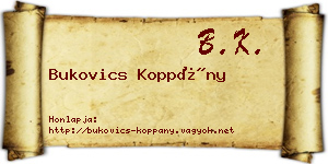 Bukovics Koppány névjegykártya